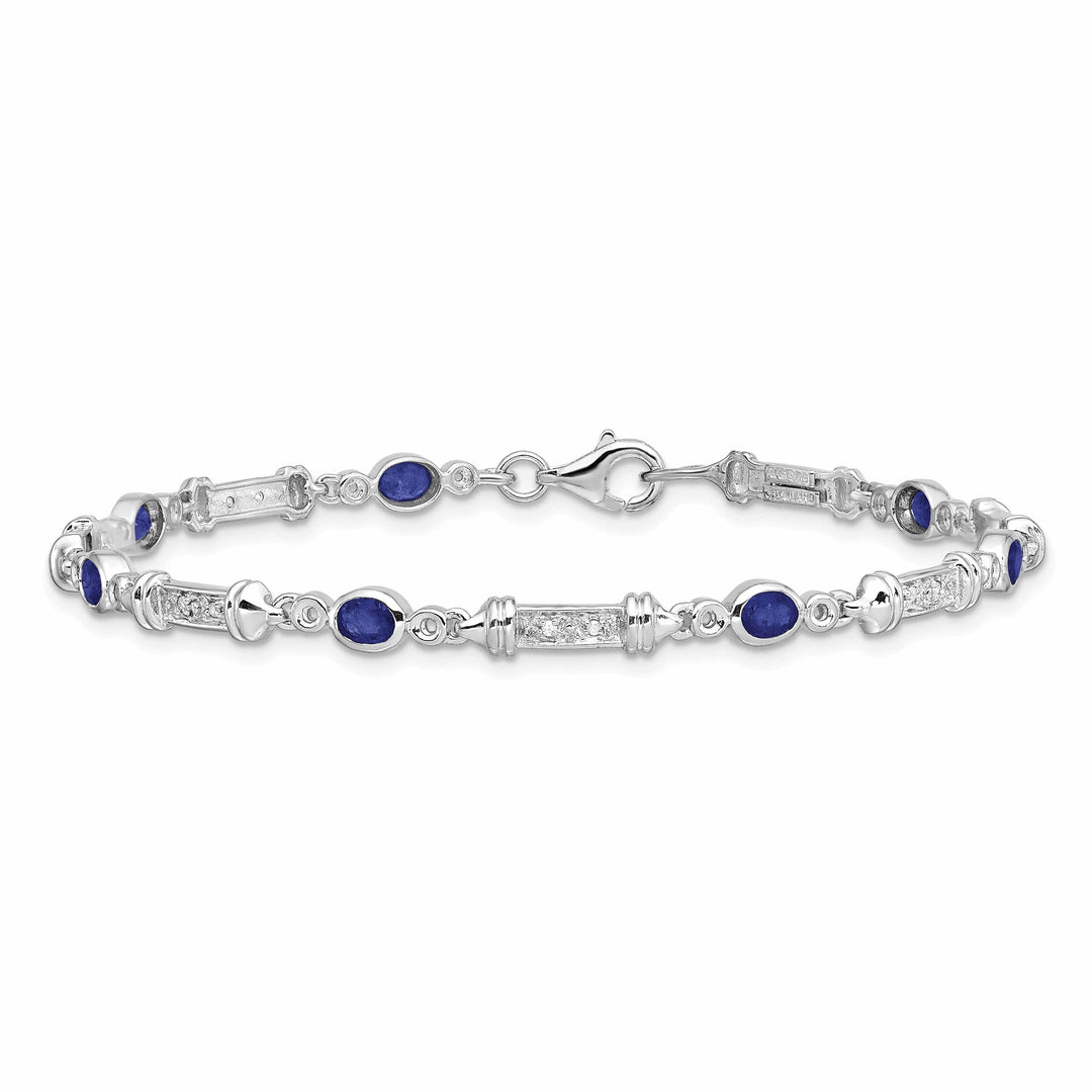 Lovely Rita's Bracelets Silver Sapphire Bezel Set Diamond Bracelet