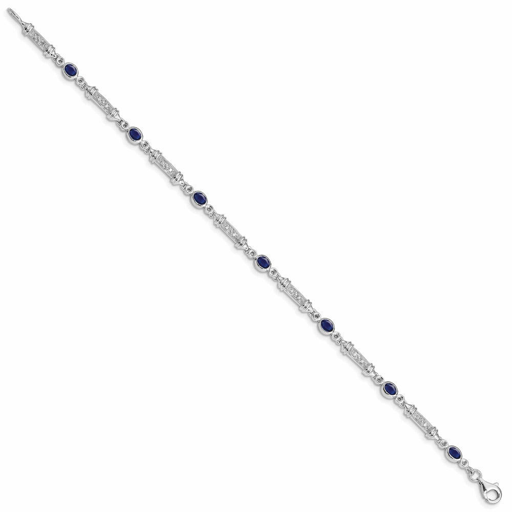 Lovely Rita's Bracelets Silver Sapphire Bezel Set Diamond Bracelet
