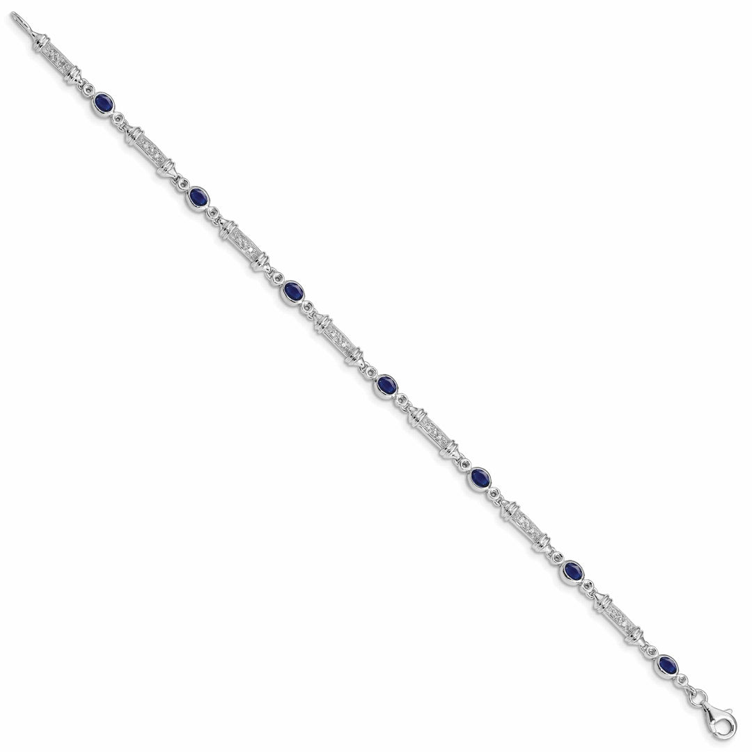Lovely Rita's Bracelets Silver Sapphire Bezel Set Diamond Bracelet