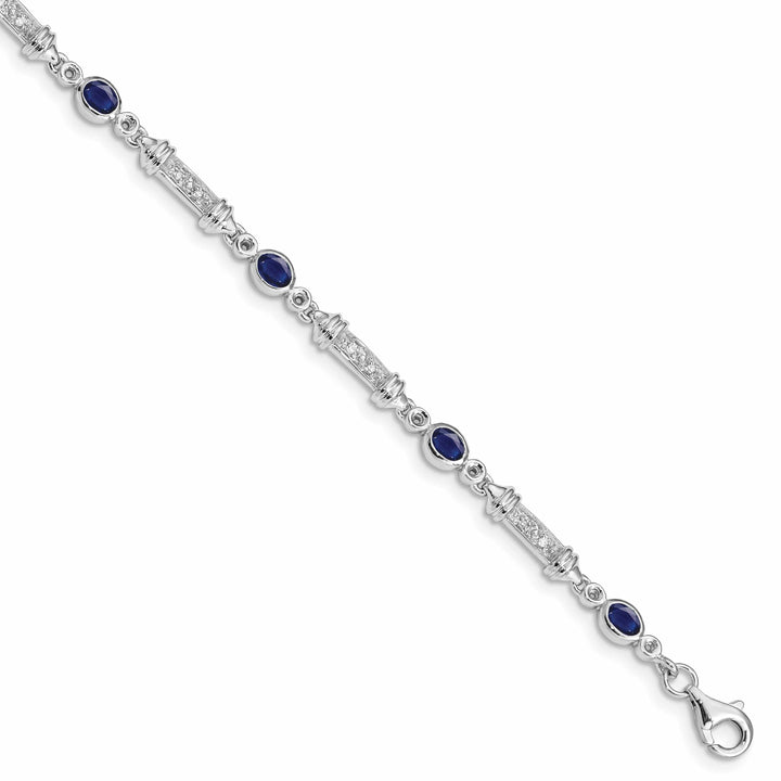 Lovely Rita's Bracelets Silver Sapphire Bezel Set Diamond Bracelet