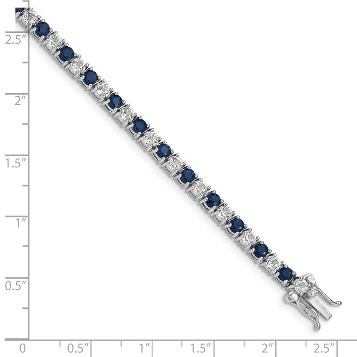 Lovely Rita's Bracelets Silver Sapphire White Topaz Tennis Bracelet