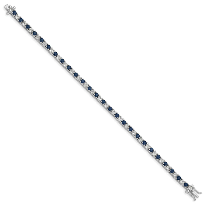 Lovely Rita's Bracelets Silver Sapphire White Topaz Tennis Bracelet