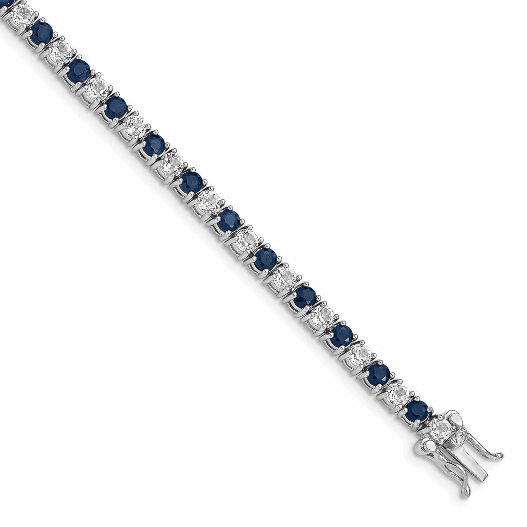 Lovely Rita's Bracelets Silver Sapphire White Topaz Tennis Bracelet