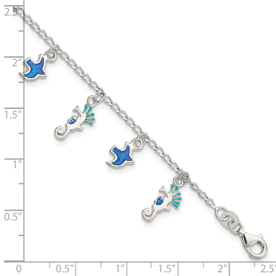 Lovely Rita's Bracelets Silver Seahorse Bird Dangle Childs Bracelet