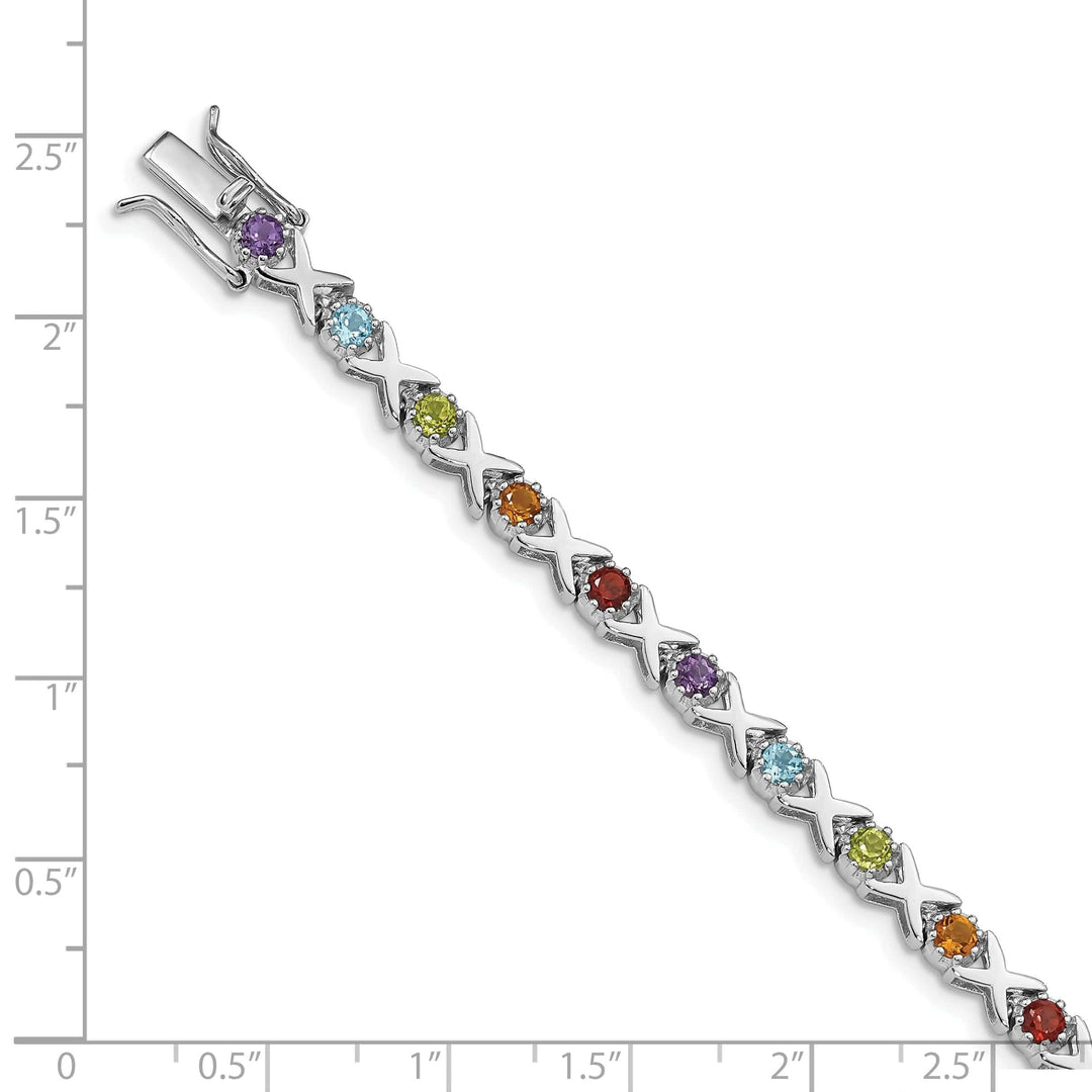 Lovely Rita's Bracelets Silver Silver Polished Multi Gemstone Bracelet