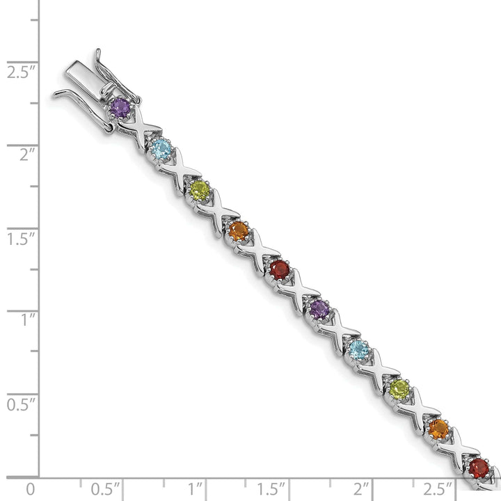 Lovely Rita's Bracelets Silver Silver Polished Multi Gemstone Bracelet