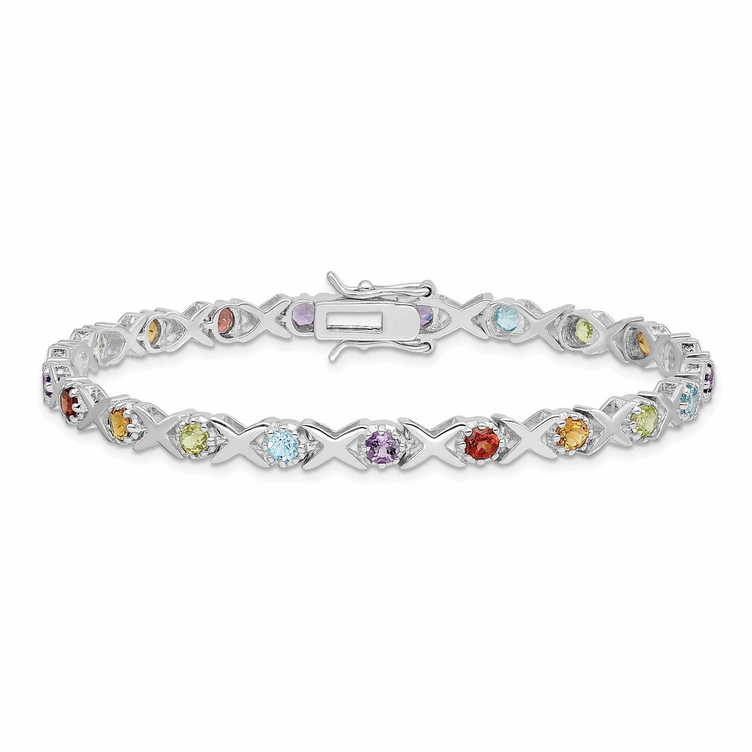 Lovely Rita's Bracelets Silver Silver Polished Multi Gemstone Bracelet