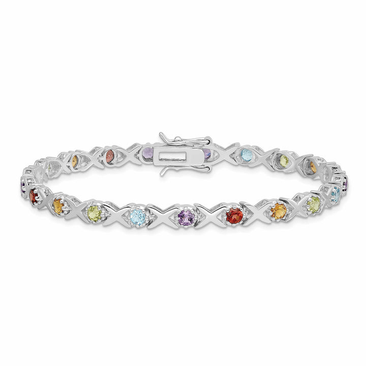 Lovely Rita's Bracelets Silver Silver Polished Multi Gemstone Bracelet