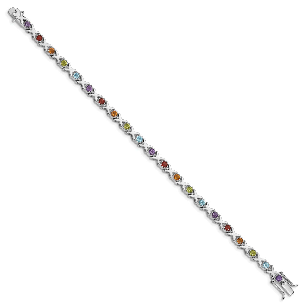 Lovely Rita's Bracelets Silver Silver Polished Multi Gemstone Bracelet