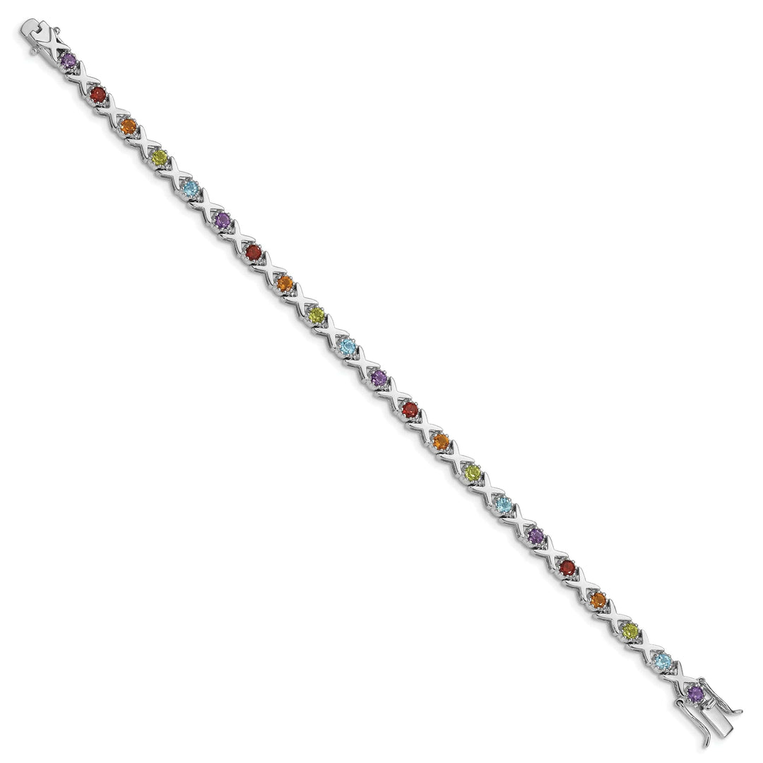 Lovely Rita's Bracelets Silver Silver Polished Multi Gemstone Bracelet