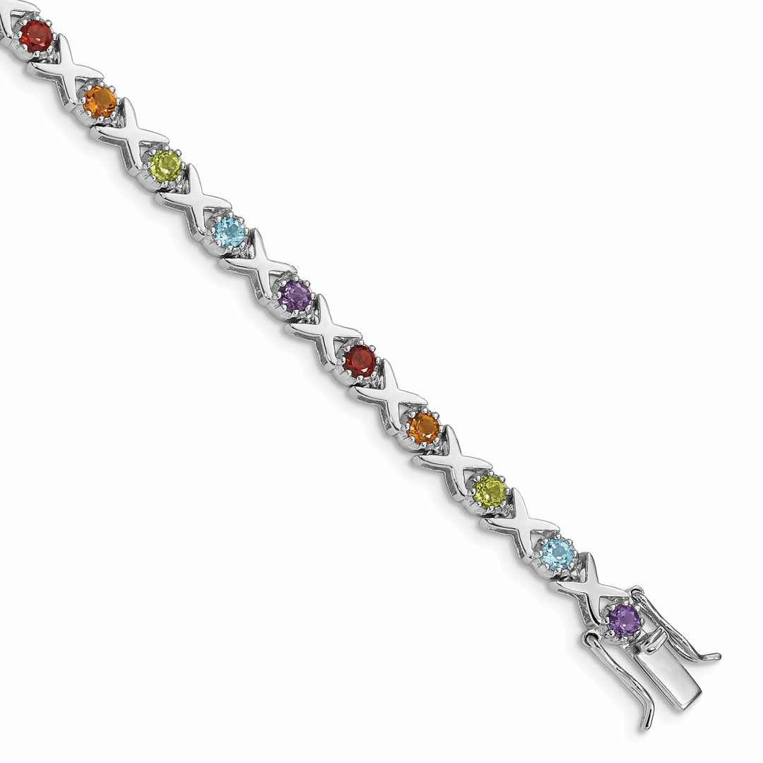Lovely Rita's Bracelets Silver Silver Polished Multi Gemstone Bracelet