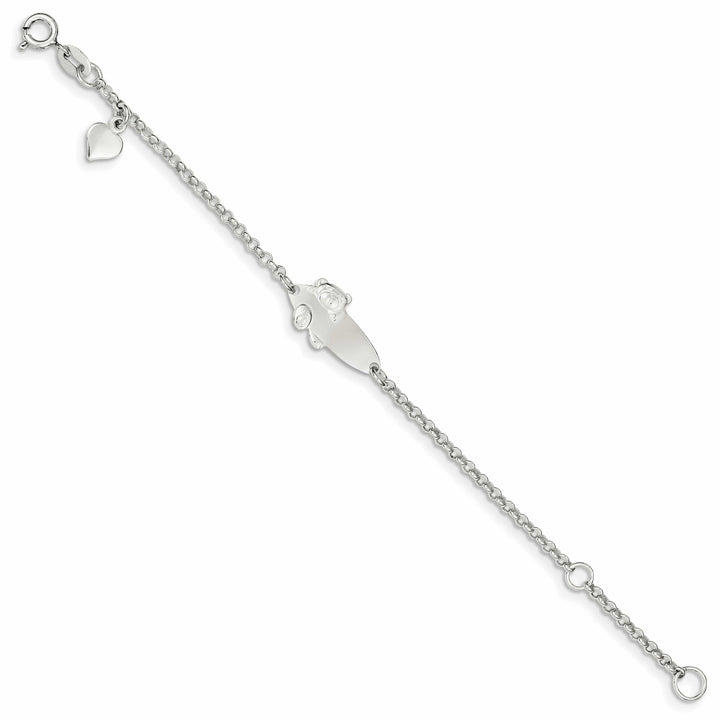 Lovely Rita's Bracelets Silver Teddy Bear Baby Engraveable ID Bracelet