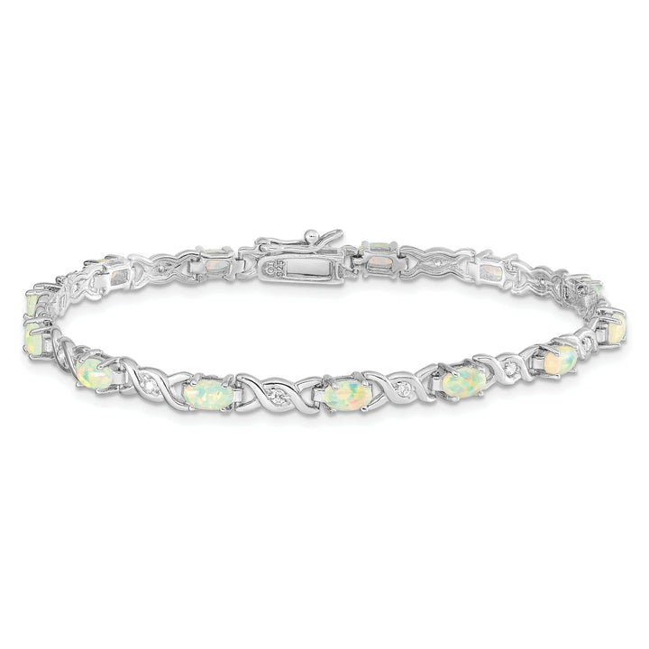Lovely Rita's Bracelets Silver White Created Opal and C.Z Bracelet