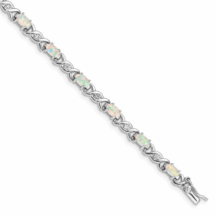 Lovely Rita's Bracelets Silver White Created Opal and C.Z Bracelet