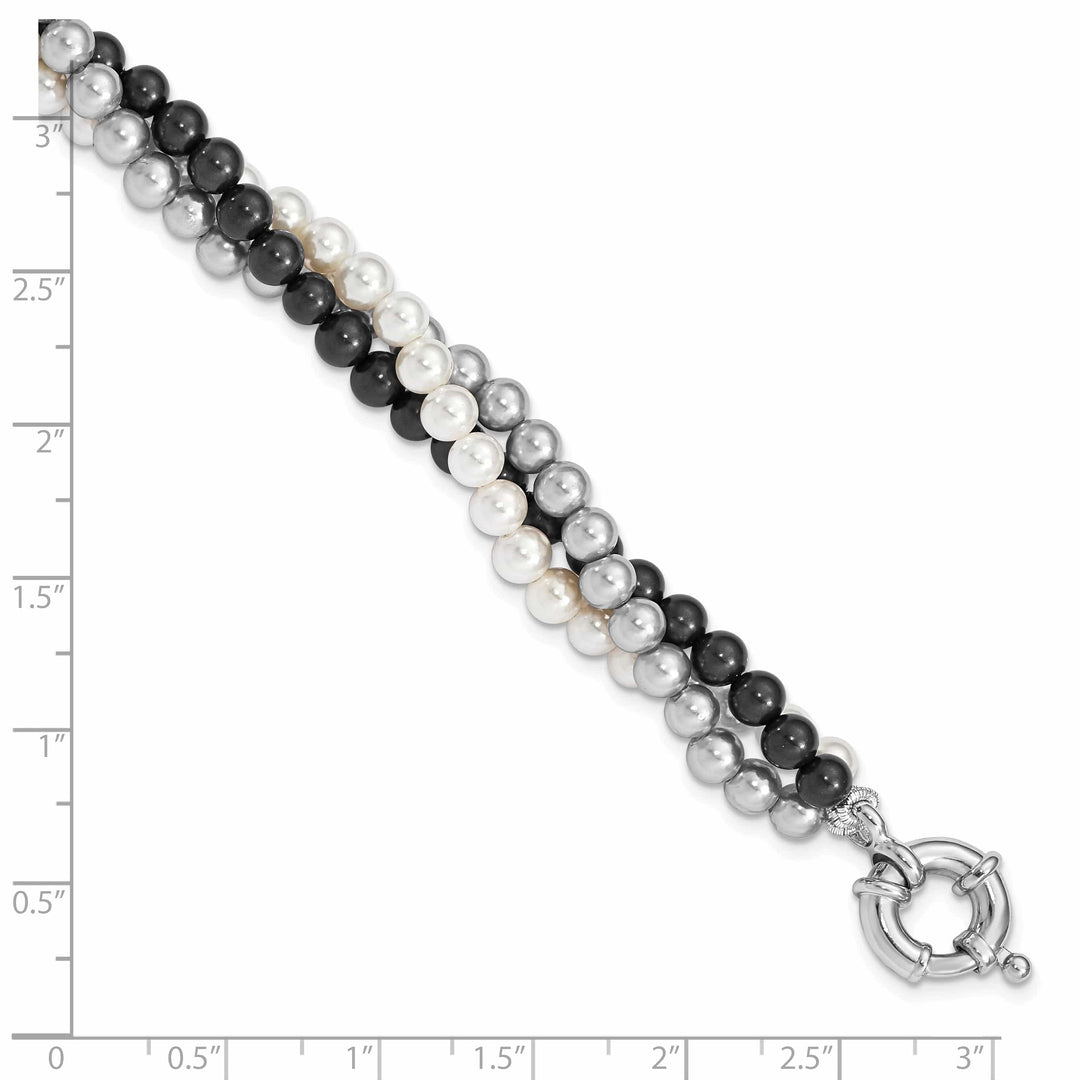 Majestik Shell Pearls Bracelets Silver White Grey Black Pearl Bead Bracelet