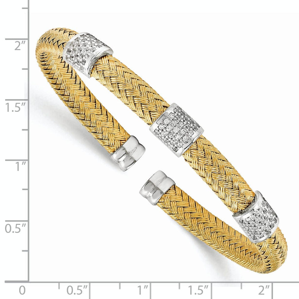 Lovely Rita's Bracelets Silver Yellow Rhodium C.Z Woven Flexible Cuff