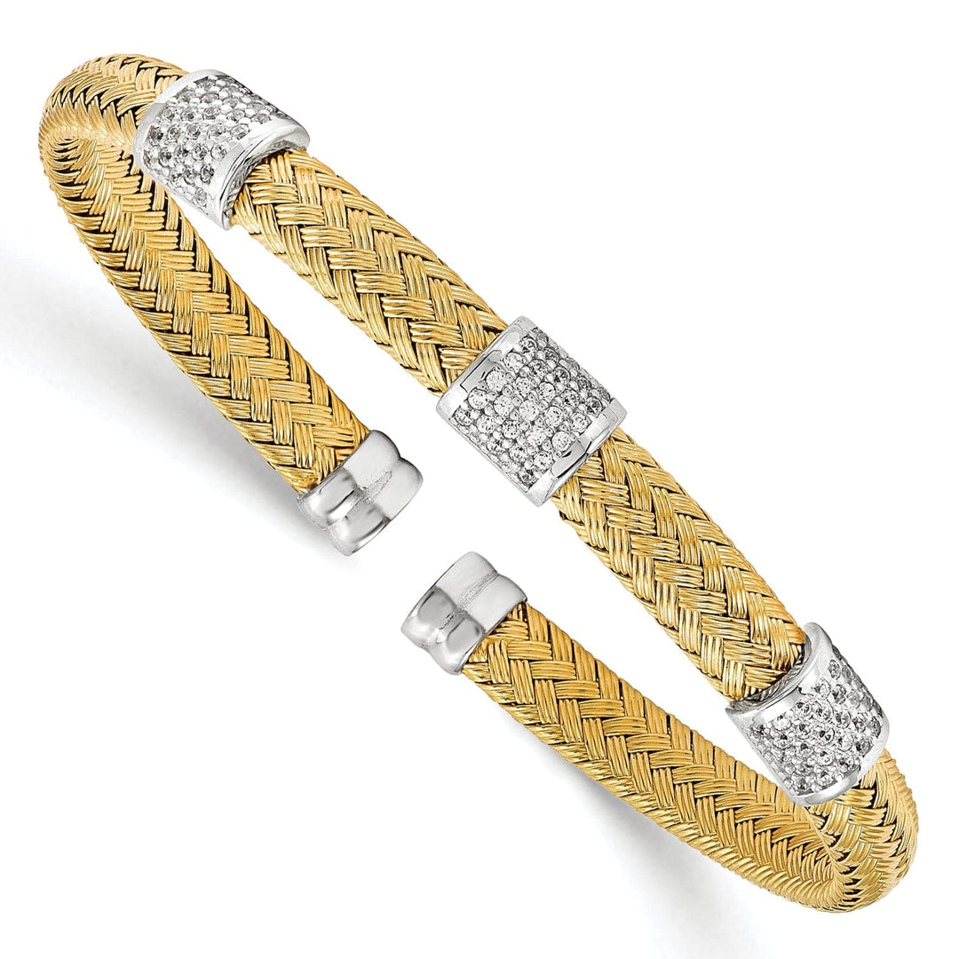 Lovely Rita's Bracelets Silver Yellow Rhodium C.Z Woven Flexible Cuff