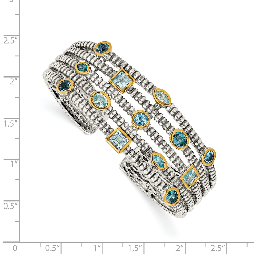 Shey Couture Bracelets SilverGold-plated Sky Blue Topaz Cuff Bracelet