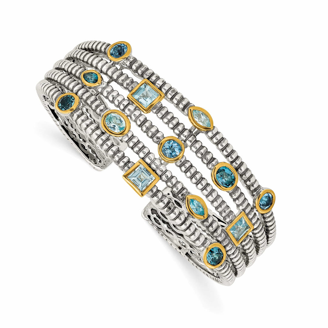 Shey Couture Bracelets SilverGold-plated Sky Blue Topaz Cuff Bracelet
