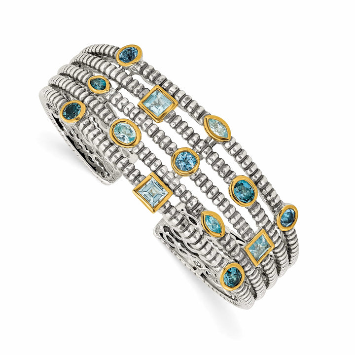Shey Couture Bracelets SilverGold-plated Sky Blue Topaz Cuff Bracelet