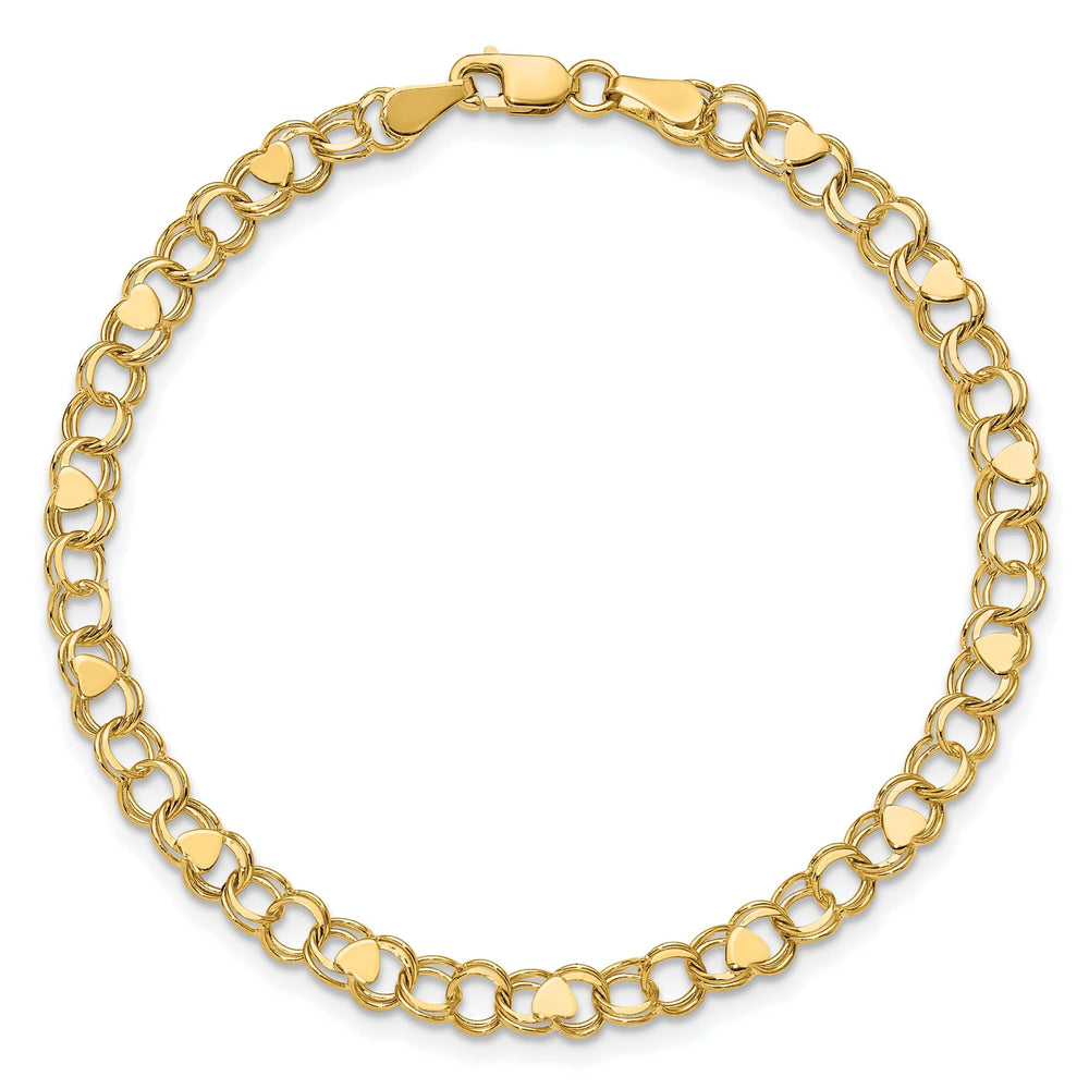 Lovely Rita's Bracelets Size 7 14K yellow gold Double Link Heart Bracelet 7-inch