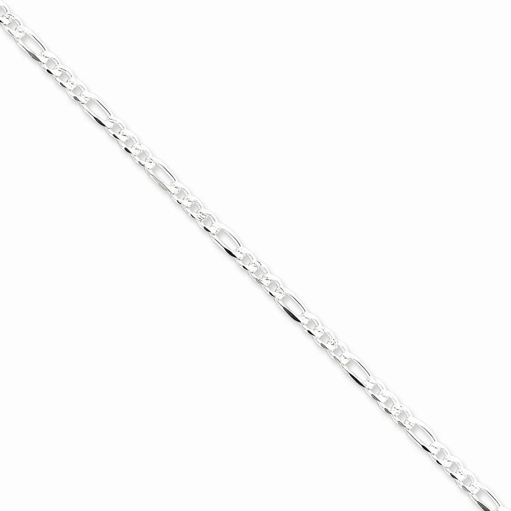 Lovely Rita's Bracelets Size 7 Silver 4.00-mm Solid Pave Flat Figaro Chain