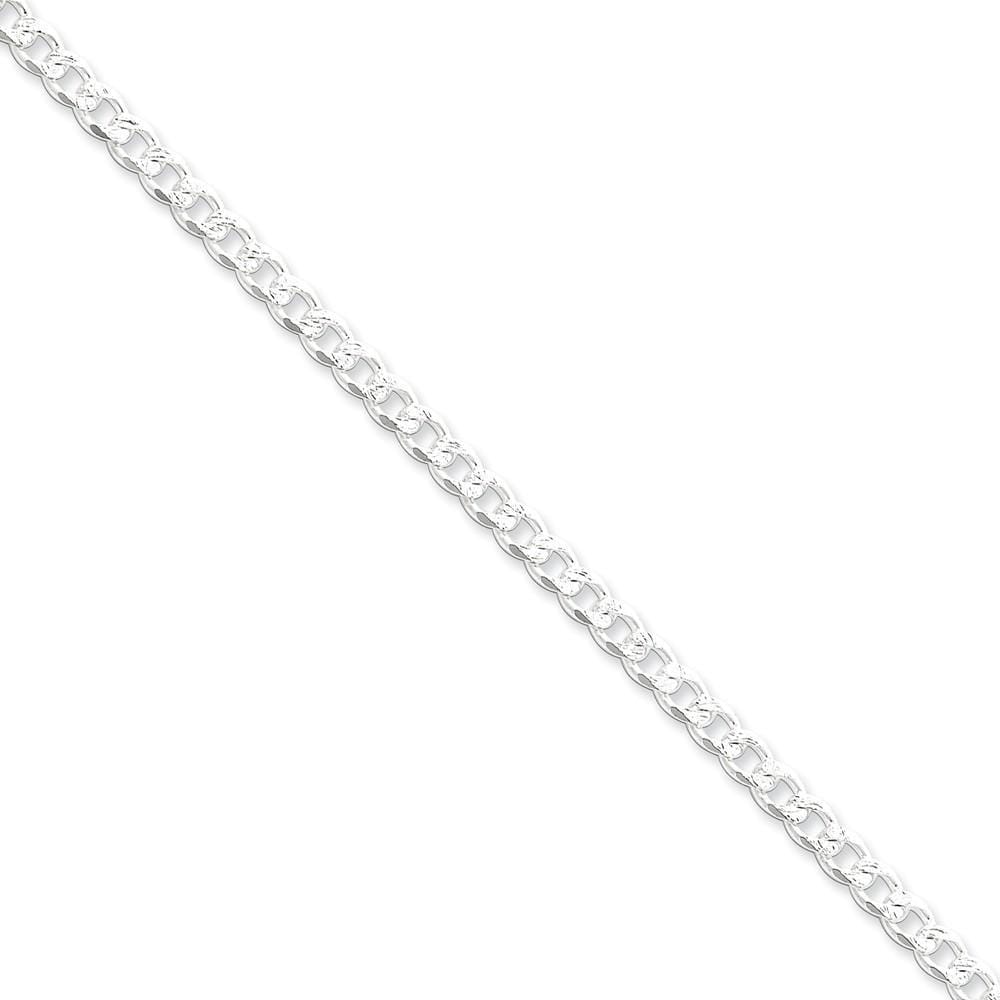 Lovely Rita's Bracelets Size 7 Silver 4.50-mm Solid Pave Link Curb Chain