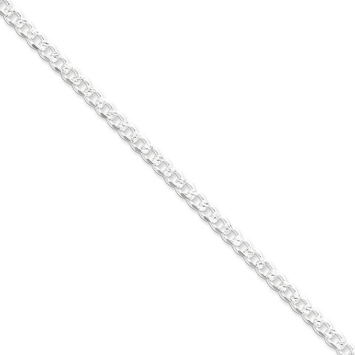 Lovely Rita's Bracelets Size 7 Silver 4.50-mm Solid Pave Link Curb Chain