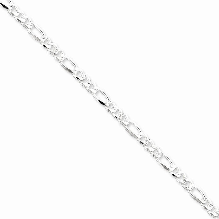 Lovely Rita's Bracelets Size 7 Silver 4.75-mm Solid Pave Flat Figaro Chain