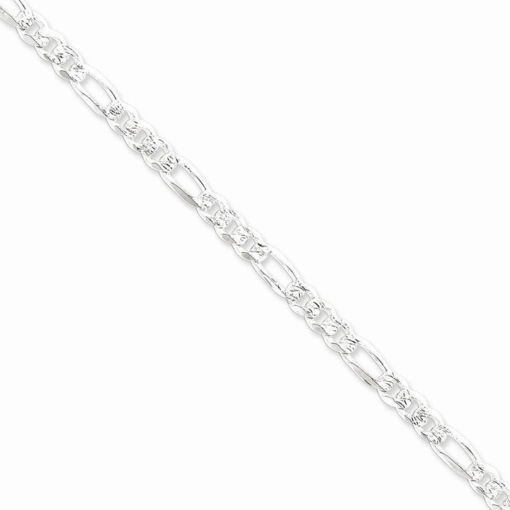 Lovely Rita's Bracelets Size 7 Silver 5.50-mm Solid Pave Flat Figaro Chain