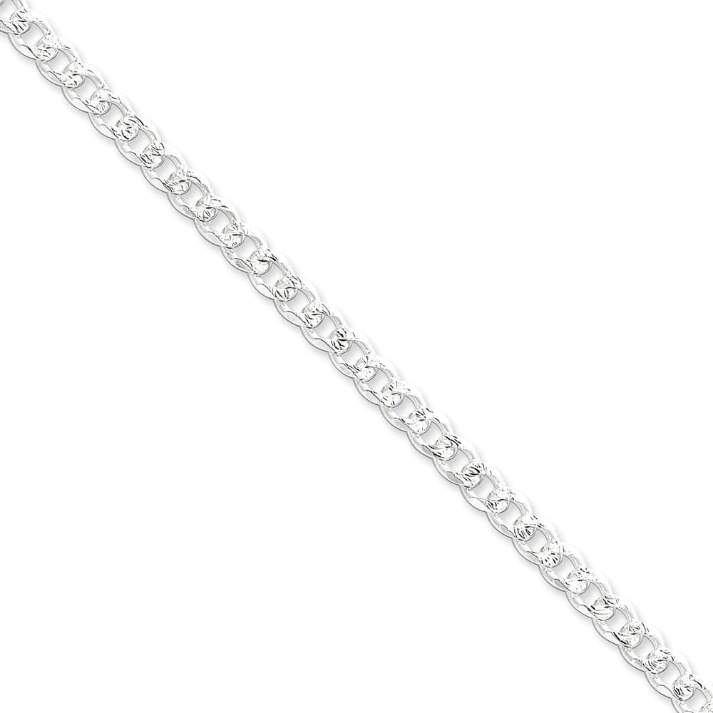 Lovely Rita's Bracelets Size 7 Silver 5.50-mm Solid Pave Link Curb Chain