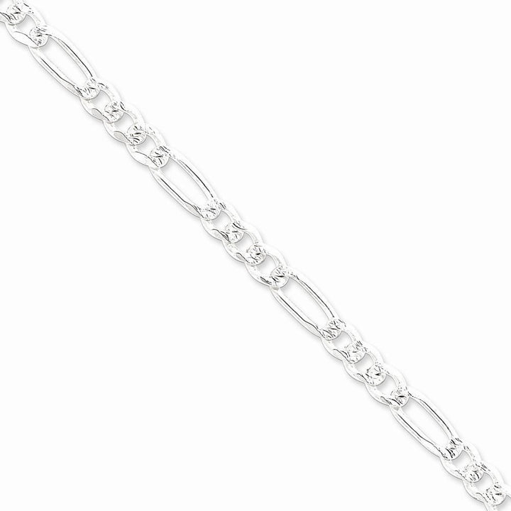 Lovely Rita's Bracelets Size 7 Silver 7.00-mm Solid Pave Flat Figaro Chain