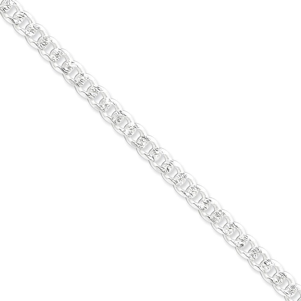 Lovely Rita's Bracelets Size 7 Silver 7.00-mm Solid Pave Link Curb Chain