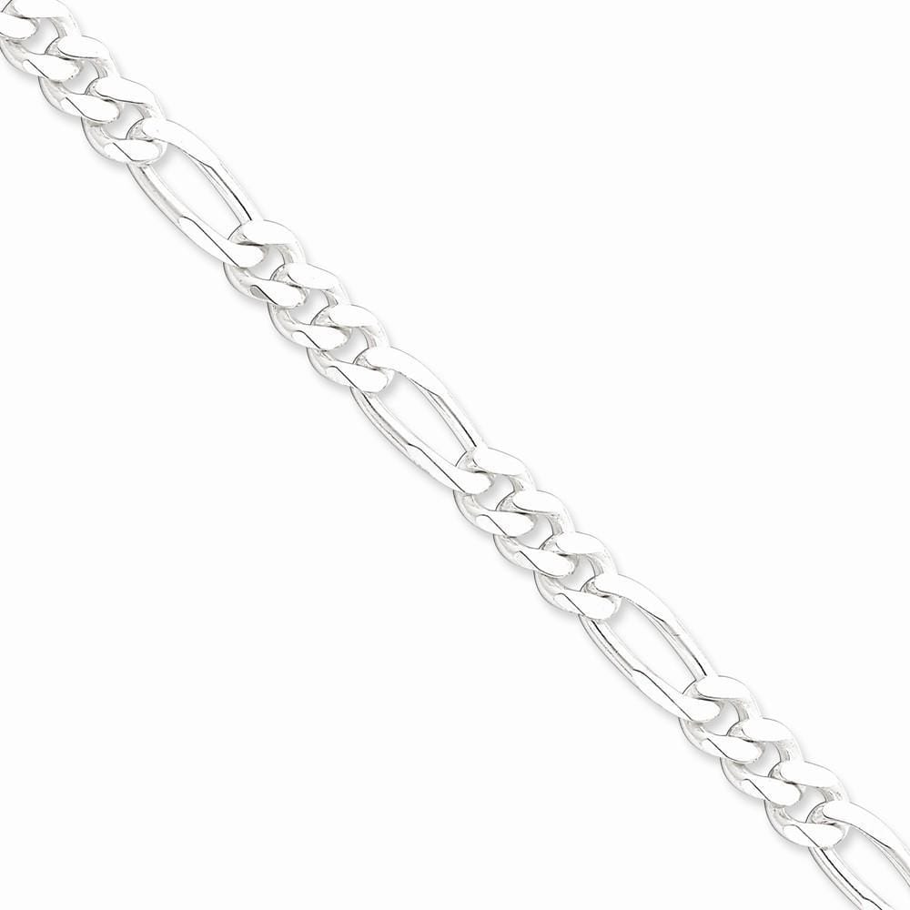 Lovely Rita's Bracelets Size 7 Silver Polished 7.75-mm Solid Figaro Chain