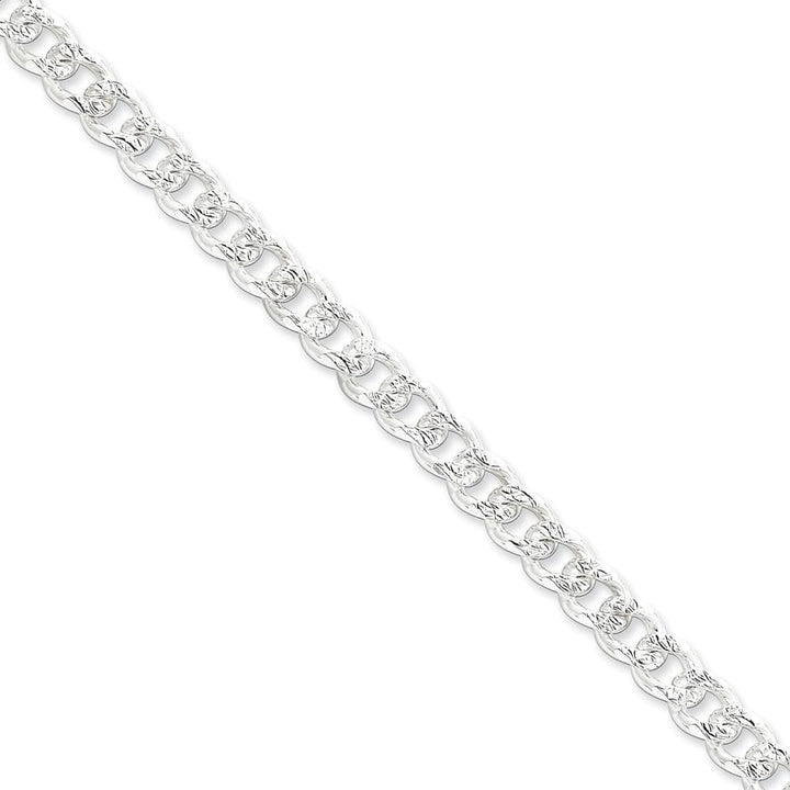 Lovely Rita's Bracelets Size 7 Sterling Silver Solid Pave Link Curb Chain 7.5 MM Wide