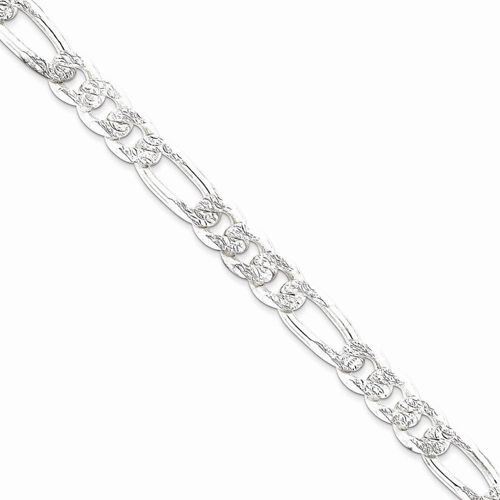Lovely Rita's Bracelets Size 8 Silver 10.50-mm Solid Pave Flat Figaro Chain