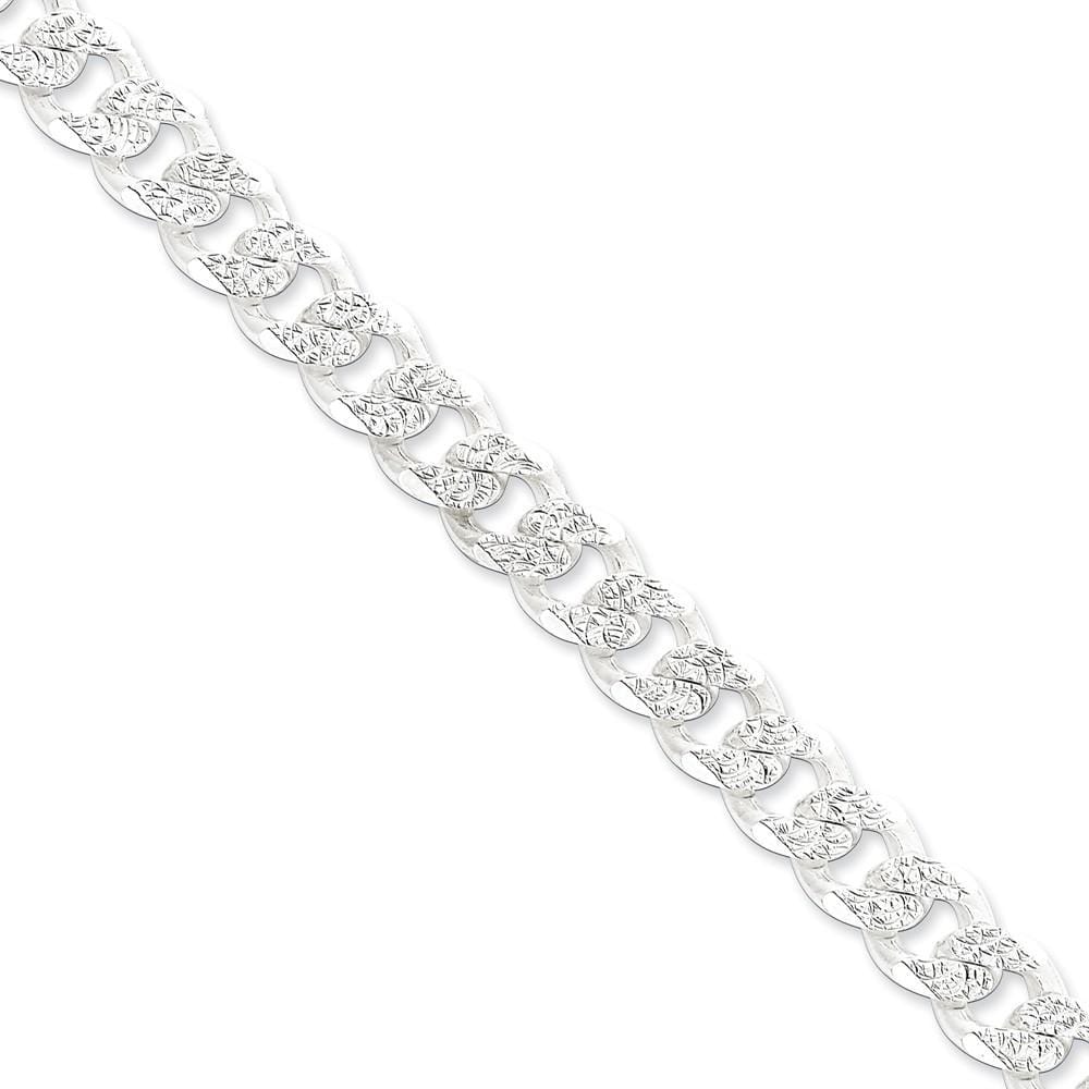 Lovely Rita's Bracelets Size 8 Silver 10.50-mm Solid Pave Link Curb Chain