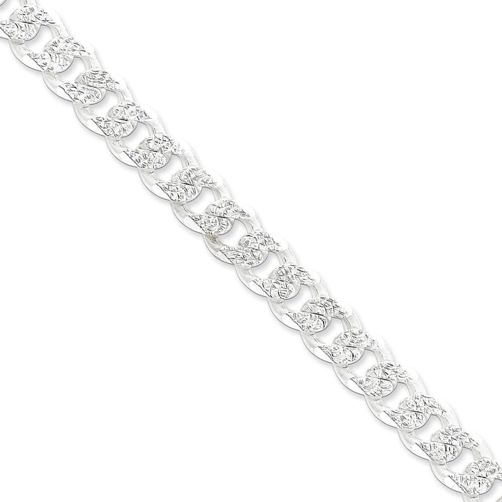 Lovely Rita's Bracelets Size 8 Silver 10.50-mm Solid Pave Link Curb Chain