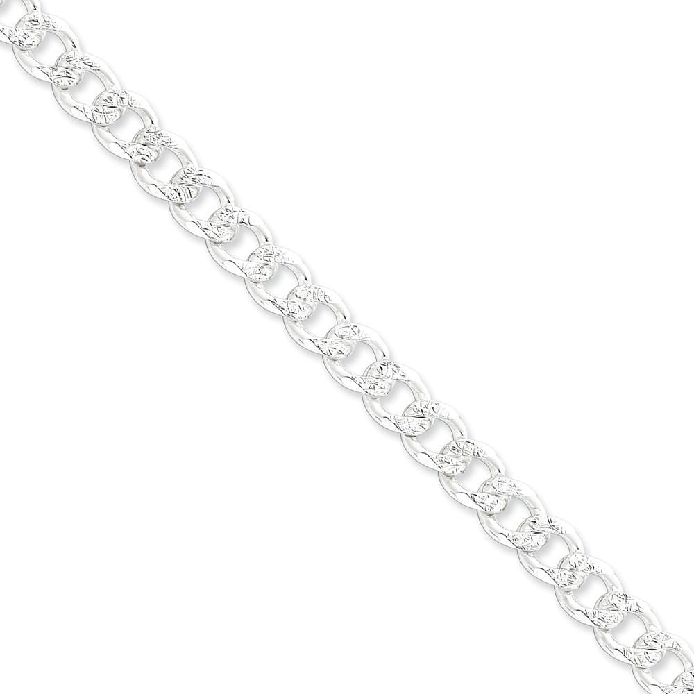 Lovely Rita's Bracelets Size 8 Silver 8.00-mm Solid Pave Link Curb Chain