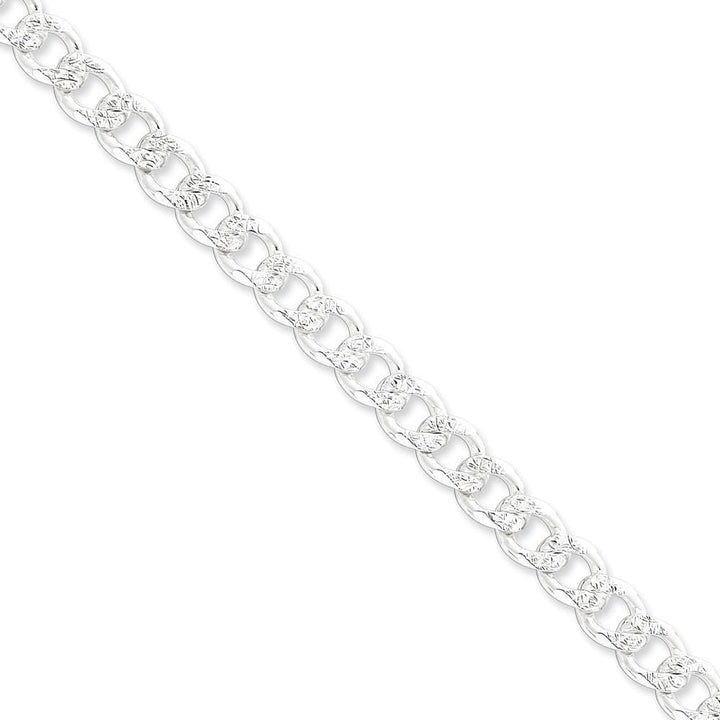Lovely Rita's Bracelets Size 8 Silver 8.00-mm Solid Pave Link Curb Chain
