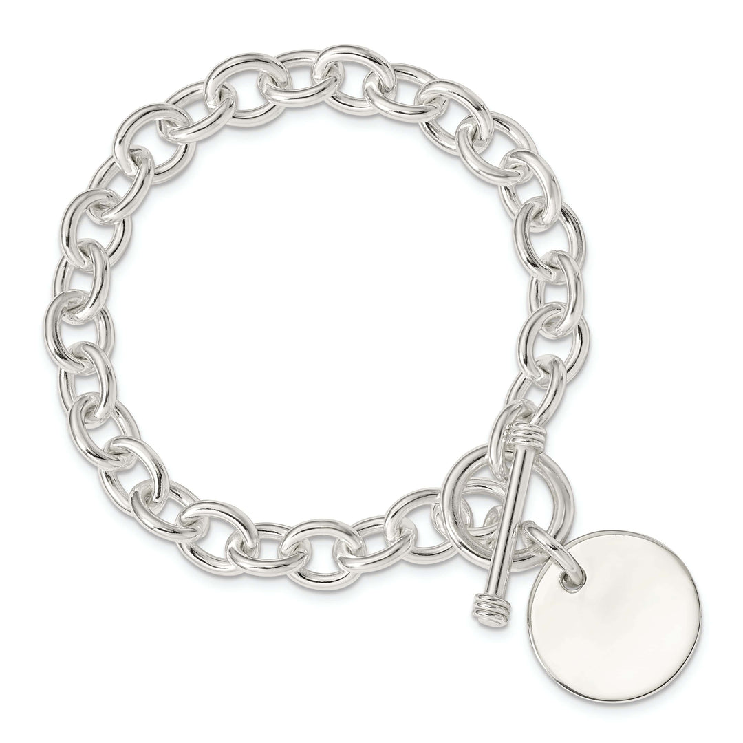 Lovely Rita's Bracelets SS Circular Disc on Fancy Link Bracelet