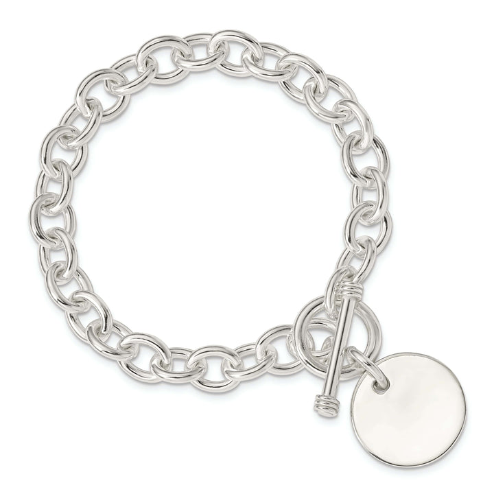 Lovely Rita's Bracelets SS Circular Disc on Fancy Link Bracelet