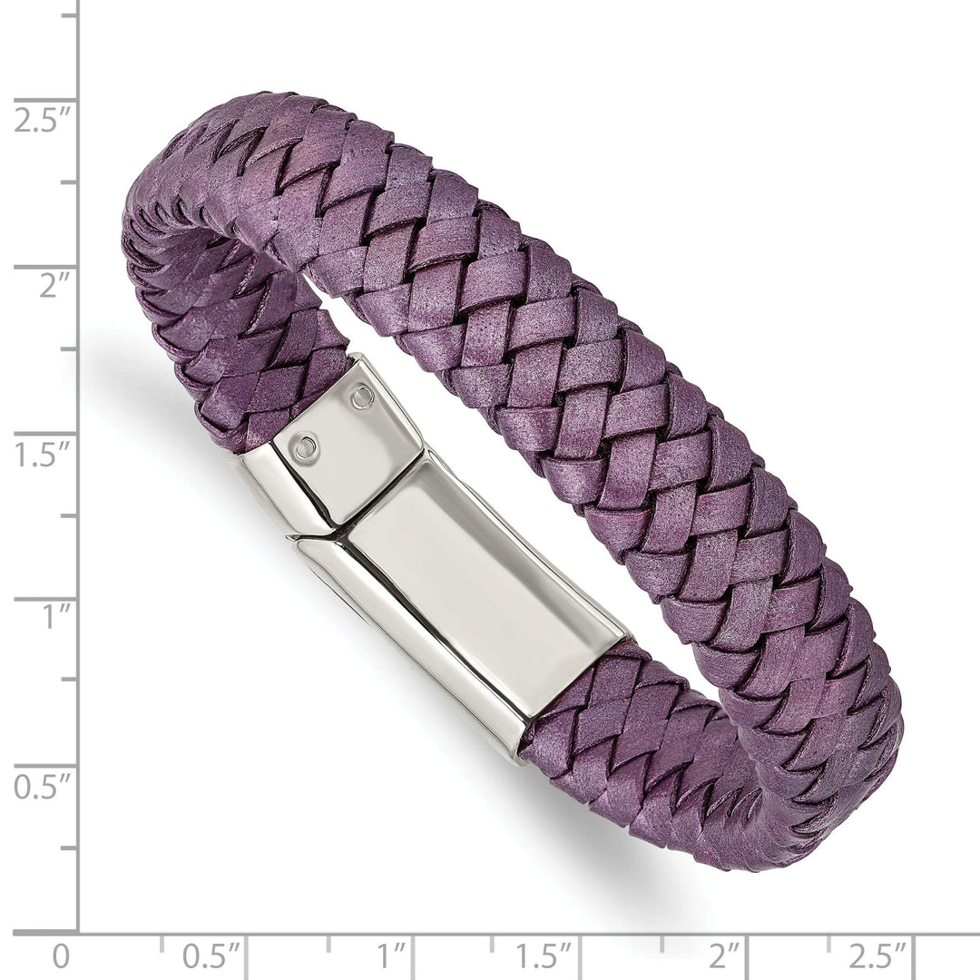 Chisel Bracelets Stainless Metallic Purple Leather Bracelet