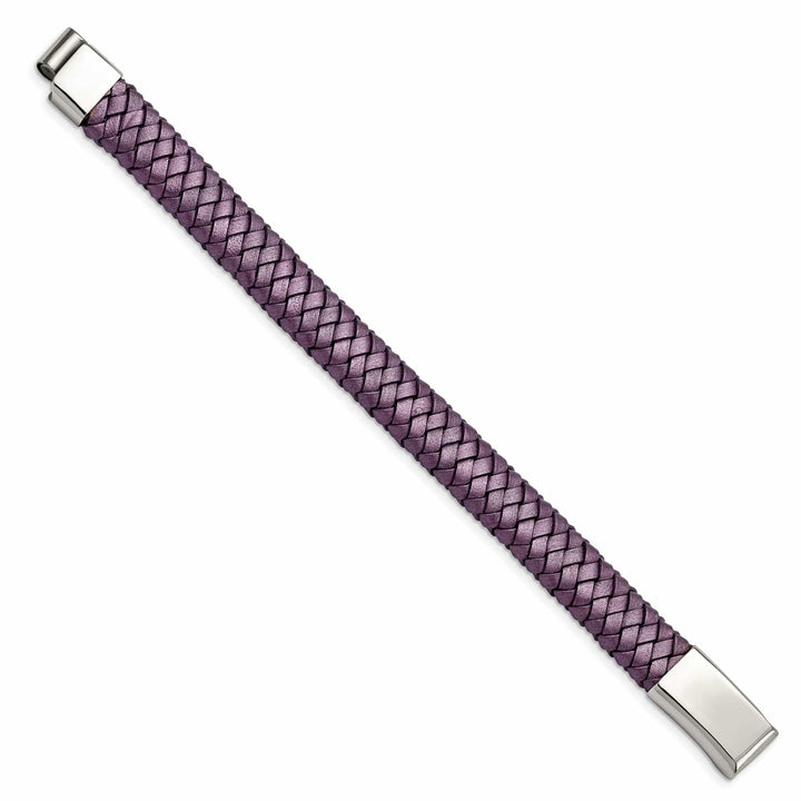 Chisel Bracelets Stainless Metallic Purple Leather Bracelet