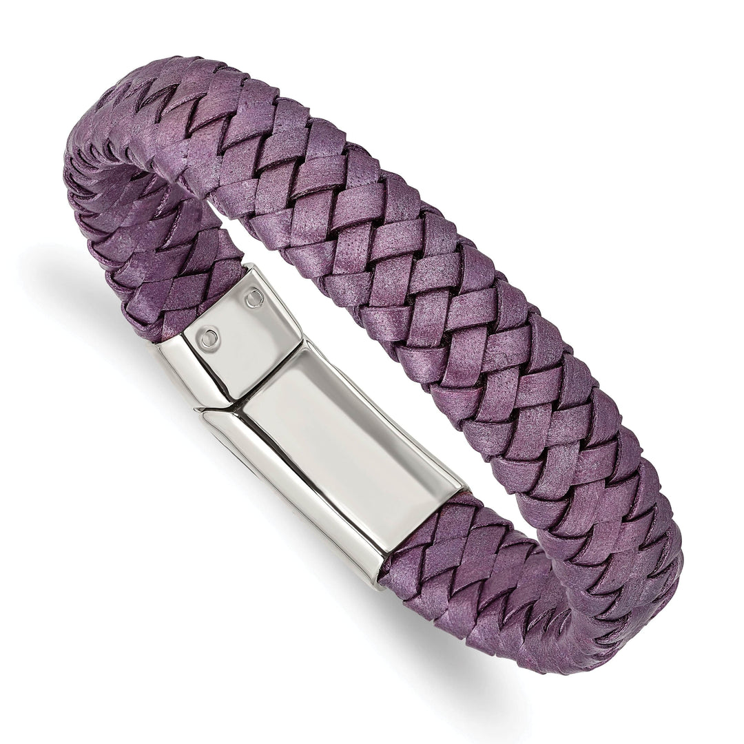 Chisel Bracelets Stainless Metallic Purple Leather Bracelet