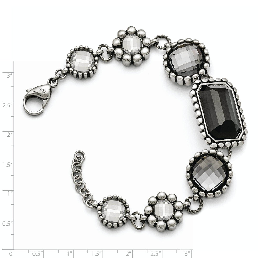Chisel Bracelets Stainless Steel Antiqued Glass Bracelet