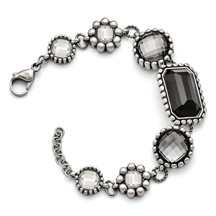 Chisel Bracelets Stainless Steel Antiqued Glass Bracelet