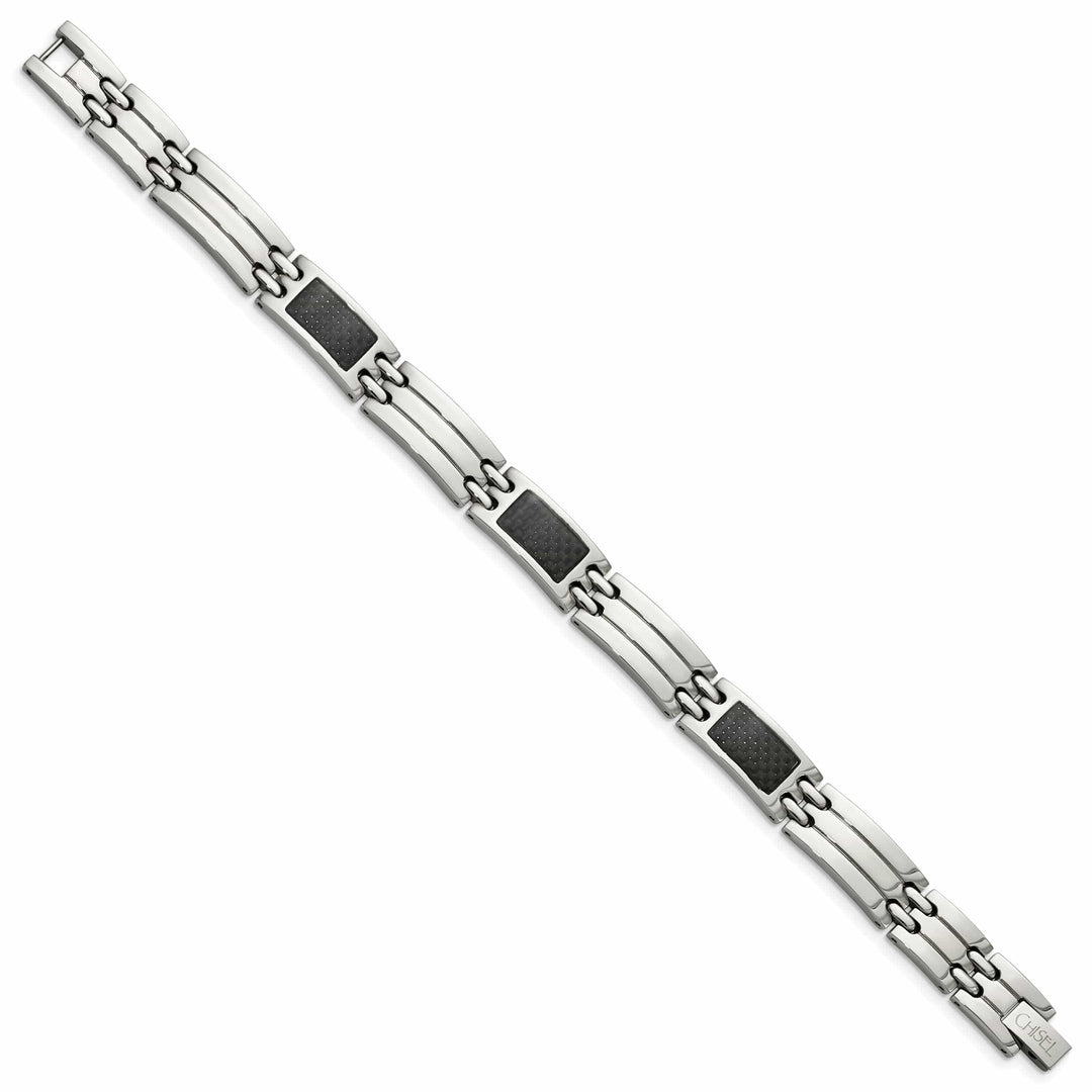 Chisel Bracelets Stainless Steel Black Carbon Fiber Bracelet