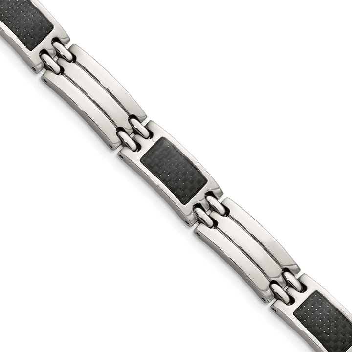 Chisel Bracelets Stainless Steel Black Carbon Fiber Bracelet