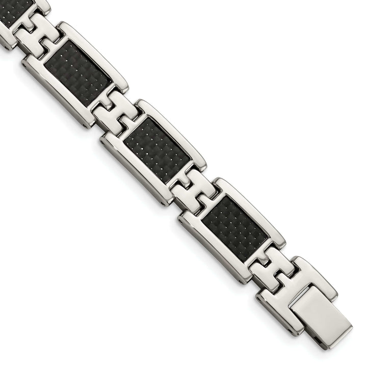 Chisel Bracelets Stainless Steel Black Carbon Fiber Bracelet